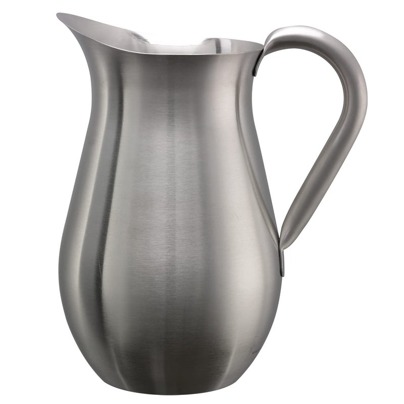 Service Ideas WPB2BSNG Water and Cold Beverage Pitcher, No Ice Guard, Bell Shaped, 2 Liter (66.7 ounces), Dishwasher Safe, Brushed Stainless Steel - Image 1